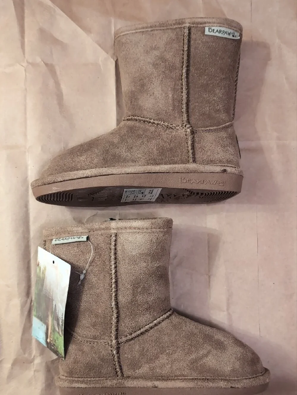 Bearpaw Cozy Suede Shearling Lined Ankle Boots - Chestnut